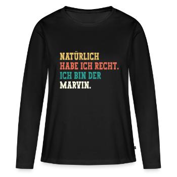 Marvin Lustiger Spruch Vorname Name Marvin - Frauen Premium Bio Langarmshirt - Schwarz - Vorne - Julia (174cm)
