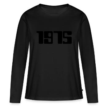 1975 (Schwarzer Text) - Frauen Premium Bio Langarmshirt - Schwarz - Vorne - Julia (174cm)