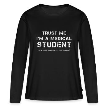 Examen de médecine - T-shirt manches longues Premium bio Femme - noir - Devant - Julia (174cm)