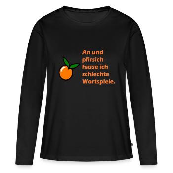 Je hais les mauvais jeux de mots - T-shirt manches longues Premium bio Femme - noir - Devant - Julia (174cm)