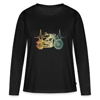 Heartbeat Motorcycle Chopper - T-shirt manches longues Premium bio Femme - noir - Devant - Julia (174cm)