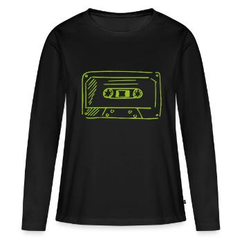 Cassette - T-shirt manches longues Premium bio Femme - noir - Devant - Julia (174cm)