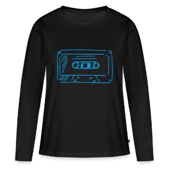 Cassette - T-shirt manches longues Premium bio Femme - noir - Devant - Julia (174cm)