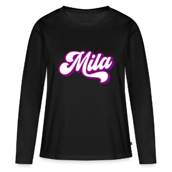 Mila | Couleurs changeantes - T-shirt manches longues Premium bio Femme - noir - Devant - Julia (174cm)