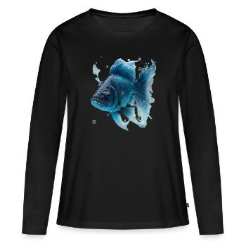 Realistischer Fisch aus Wasser - Frauen Premium Bio Langarmshirt - Schwarz - Vorne - Julia (174cm)