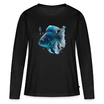 Realistischer Fisch aus Wasser - Frauen Premium Bio Langarmshirt - Schwarz - Vorne - Julia (174cm)