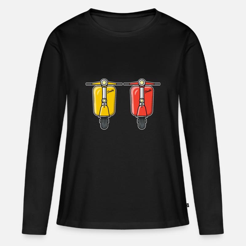 2 Scooter Motorroller Roller gelb rot - Frauen Premium Bio Langarmshirt - Schwarz