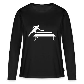 Player at table tennis table - Women's Premium Organic Long Sleeve Shirt - black - Front - Julia (174cm)