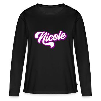 Nicole | Couleurs changeantes - T-shirt manches longues Premium bio Femme - noir - Devant - Julia (174cm)