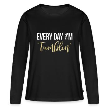 Gymnastik Turnen Turnerin Bodenturnen Geschenk - Frauen Premium Bio Langarmshirt - Schwarz - Vorne - Julia (174cm)