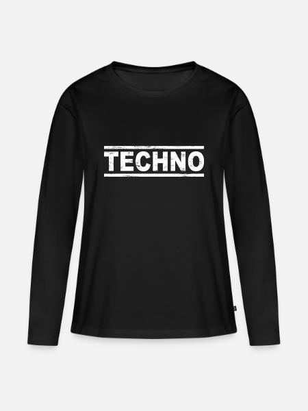 Techno - Frauen Premium Bio Langarmshirt - Schwarz
