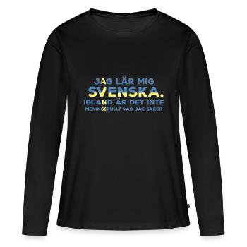 Learn Swedish - Women's Premium Organic Long Sleeve Shirt - black - Front - Julia (174cm)