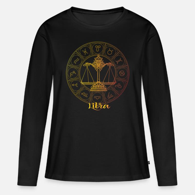 Waage Sternzeichen - Frauen Premium Bio Langarmshirt - Schwarz