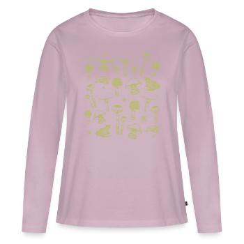 Green Magic Mushrooms & Frogs - Women's Premium Organic Long Sleeve Shirt - dusky pink - Front - Julia (174cm)