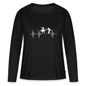 Swing Herzschlag - Frauen Premium Bio Langarmshirt - Schwarz - Vorne - Julia (174cm)