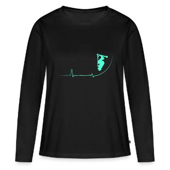 Battement de coeur pour cascadeur de scooters cascadeurs - T-shirt manches longues Premium bio Femme - noir - Devant - Julia (174cm)