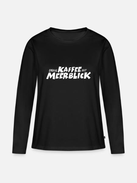 Einmal Kaffee mit Meerblick - Frauen Premium Bio Langarmshirt - Schwarz