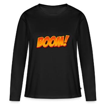 Boom! Chemise explosive pour le style urbain - T-shirt manches longues Premium bio Femme - noir - Devant - Julia (174cm)