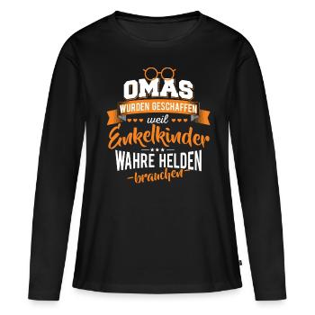 Oma Enkelkinder Helden - Frauen Premium Bio Langarmshirt - Schwarz - Vorne - Julia (174cm)