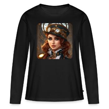 Cool Steampunk Girl - Women's Premium Organic Long Sleeve Shirt - black - Front - Julia (174cm)