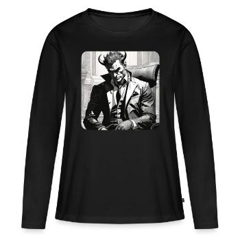 Elegant devil with suit and tie - Women's Premium Organic Long Sleeve Shirt - black - Front - Julia (174cm)