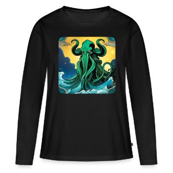 Immortal Cthulhu monster in space - Women's Premium Organic Long Sleeve Shirt - black - Front - Julia (174cm)