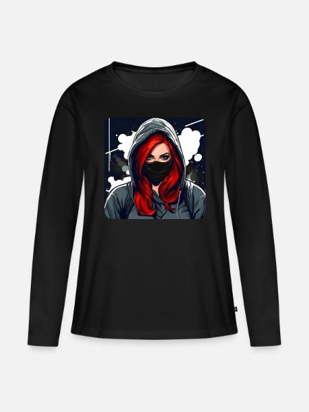 Cooles Rudegirl - Frauen Premium Bio Langarmshirt - Schwarz