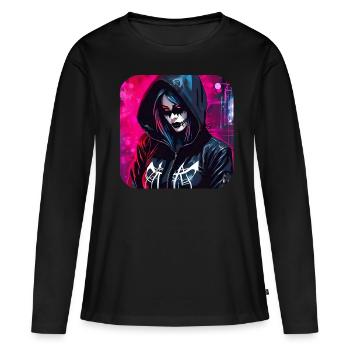 Cooles Cyberpunk Girl - Frauen Premium Bio Langarmshirt - Schwarz - Vorne - Julia (174cm)