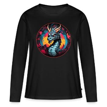 Dragon de feu Dragon Portrait pour Dragon Fans Dragon - T-shirt manches longues Premium bio Femme - noir - Devant - Julia (174cm)