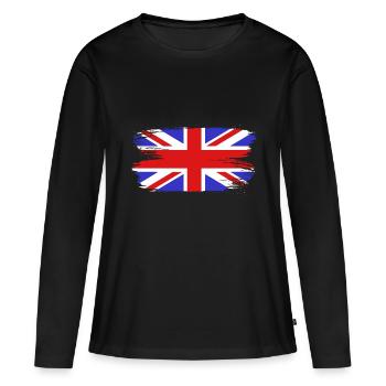 Flag England GB Royaume-Uni - T-shirt manches longues Premium bio Femme - noir - Devant - Julia (174cm)