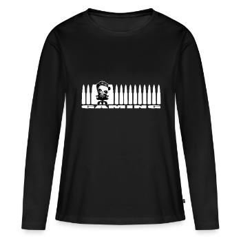 cool Gaming Panda Nerd Cartridges Shooter Gamer - Women's Premium Organic Long Sleeve Shirt - black - Front - Julia (174cm)
