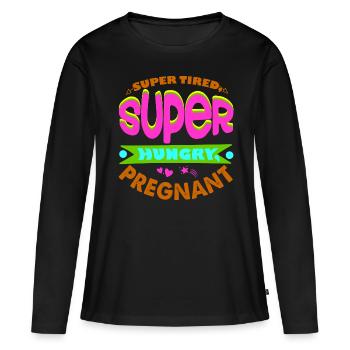 Mère Enceinte Bébé Nourrisson T-shirt Maman - T-shirt manches longues Premium bio Femme - noir - Devant - Julia (174cm)