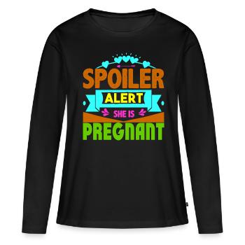 Mère Enceinte Bébé Nourrisson T-shirt Maman - T-shirt manches longues Premium bio Femme - noir - Devant - Julia (174cm)