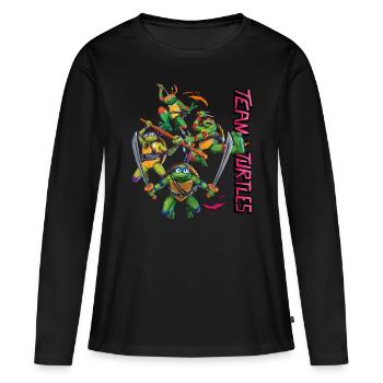 TMNT Mutant Mayhem Team Turtles - T-shirt manches longues Premium bio Femme - noir - Devant - Julia (174cm)