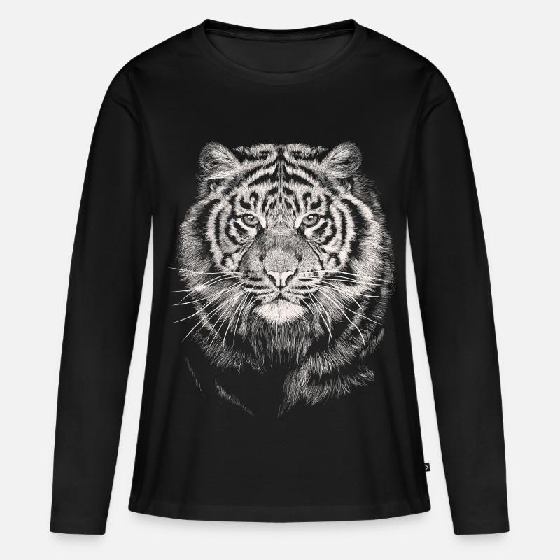 Tiger - Frauen Premium Bio Langarmshirt - Schwarz