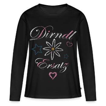 Dirndl Ersatz Wiesen Trachten - Frauen Premium Bio Langarmshirt - Schwarz - Vorne - Julia (174cm)