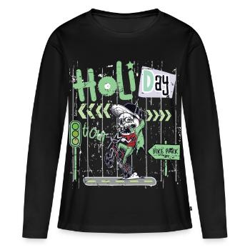 Tour du parc de vélo - T-shirt manches longues Premium bio Femme - noir - Devant - Julia (174cm)