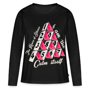 Das Kartenhaus der Stille - Frauen Premium Bio Langarmshirt - Schwarz - Vorne - Julia (174cm)