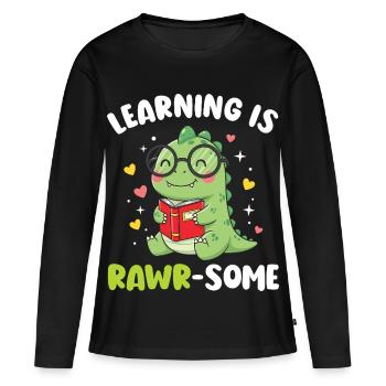 Dinosaur Kindergarten Elementary Kids - Women's Premium Organic Long Sleeve Shirt - black - Front - Julia (174cm)