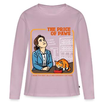 Le prix des pattes - T-shirt manches longues Premium bio Femme - rose poudré - Devant - Julia (174cm)