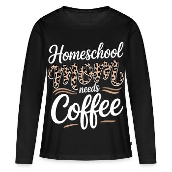Maman École À La Maison Adore Le Café - T-shirt manches longues Premium bio Femme - noir - Devant - Julia (174cm)