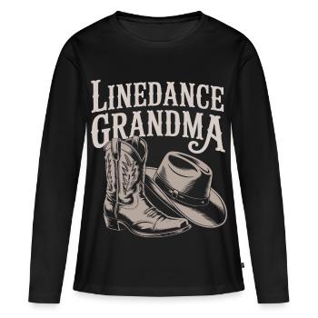 Linedance Oma Boots Hut - Frauen Premium Bio Langarmshirt - Schwarz - Vorne - Julia (174cm)