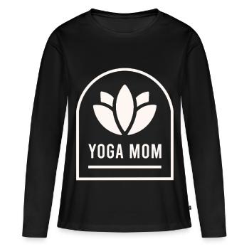 Maman yogi maman - T-shirt manches longues Premium bio Femme - noir - Devant - Julia (174cm)