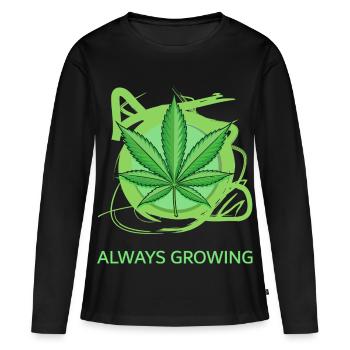 Toujours en croissance - T-shirt manches longues Premium bio Femme - noir - Devant - Julia (174cm)