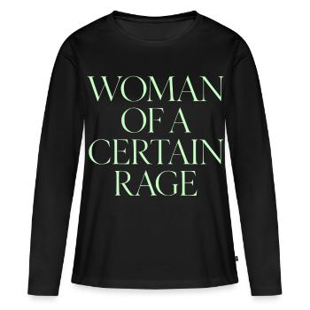 Slogan féministe Femme d’une certaine rage - T-shirt manches longues Premium bio Femme - noir - Devant - Julia (174cm)