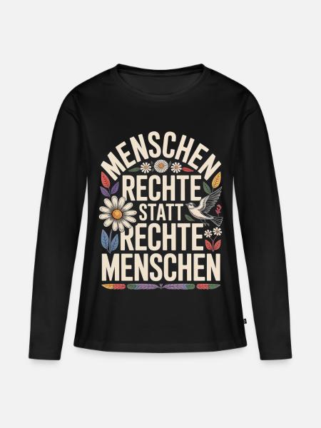 Menschenrechte statt rechte Menschen Statement - Frauen Premium Bio Langarmshirt - Schwarz