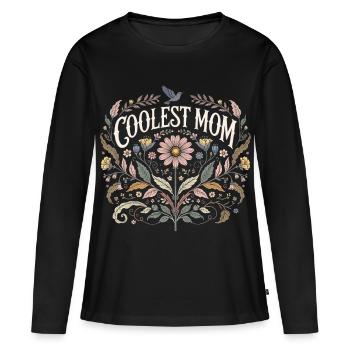 Coolest Mom Floral Vintage Gift Mom Floral - Women's Premium Organic Long Sleeve Shirt - black - Front - Julia (174cm)