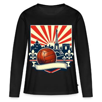 France Vintage Fußball Shirt für Männer und Frauen - Frauen Premium Bio Langarmshirt - Schwarz - Vorne - Julia (174cm)