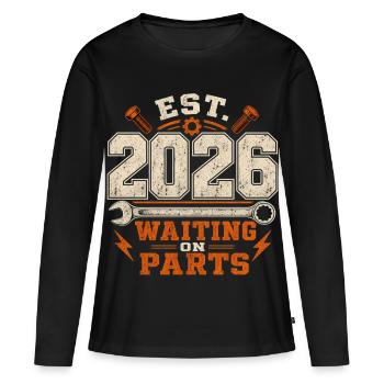 ESTIMÉ 2026 : En attente de tournevis du mécanicien de pièces - T-shirt manches longues Premium bio Femme - noir - Devant - Julia (174cm)
