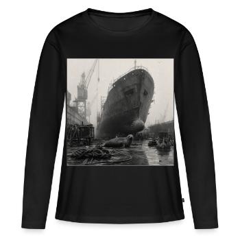 Robbe Shipyard Photo vintage Crime animalier - T-shirt manches longues Premium bio Femme - noir - Devant - Julia (174cm)